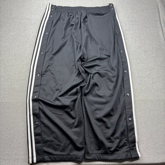 Adidas Tear Away Track Pants‎ Mens 2XL Black 3 Stripe Wide Leg Baggy Y2K 2007 - Picture 3 of 7